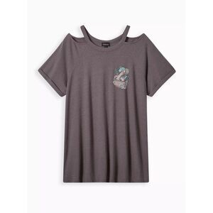 Torrid Plus Size Gray Snake Graphic Triblend Cold Shoulder Tee 3X NEW